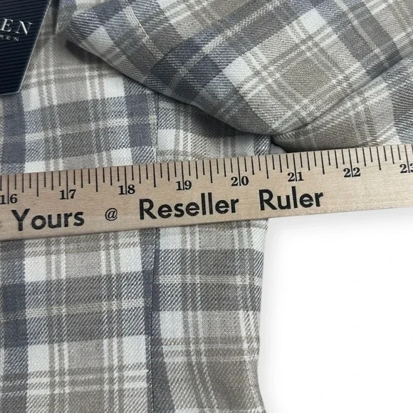 Lauren Ralph Lauren Lassiter 100% Linen Plaid Sport Coat Blazer 40S Cream Grey - Picture 6 of 16